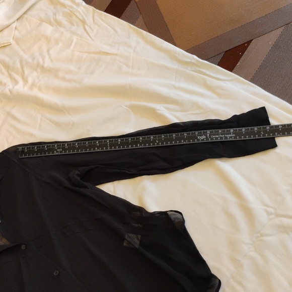Rebecca Minkoff's Sheer black shirt with small diagonal folds. Size Small - Picture 9 of 11